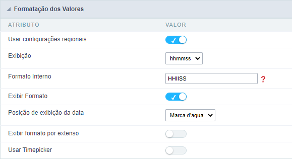 Interface de formatação de valores.