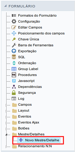 Criando um novo Mestre/detalhe.
