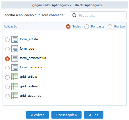 Interface para configurar a aplicação detalhe.