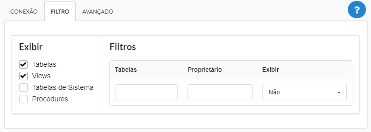 Filtragem da conexão do banco de dados