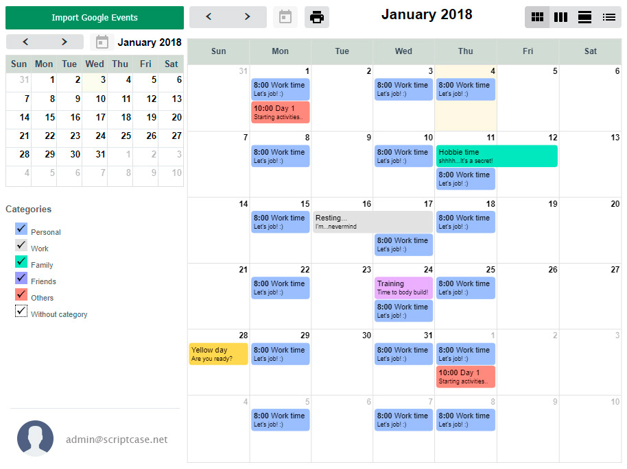 Construa Calendários e integre com o Google Canlendar
