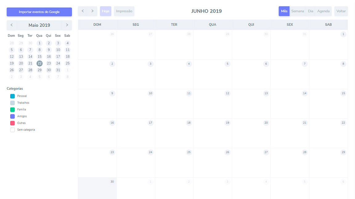 Aplicação de Calendário